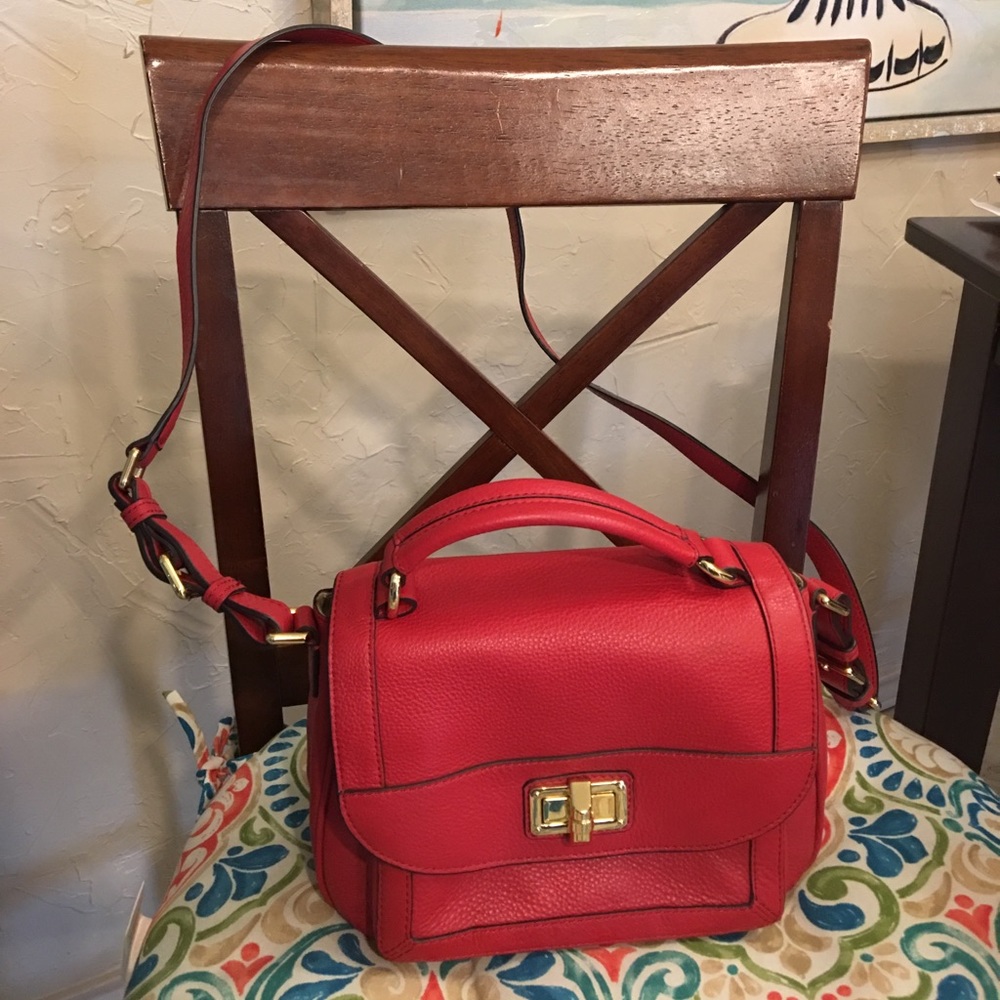 Banana Republic Red Leather Ariel Crossbody Purse
